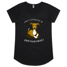 Load image into Gallery viewer, Easily Distracted by Greyhounds Graphic - Women&#39;s Scoop Neck T-Shirt
