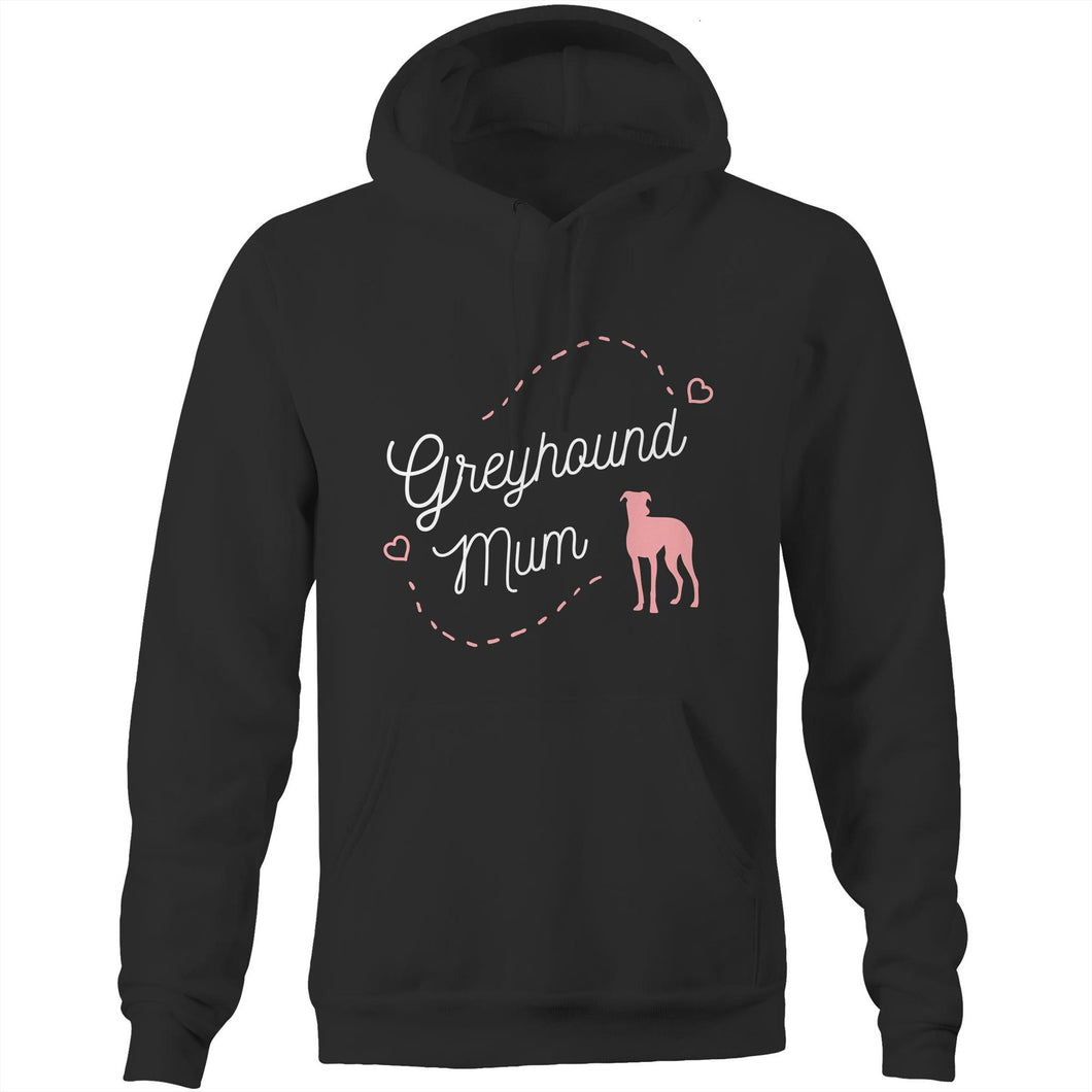 Greyhound Mum Pink Print - Pocket Hoodie Sweatshirt