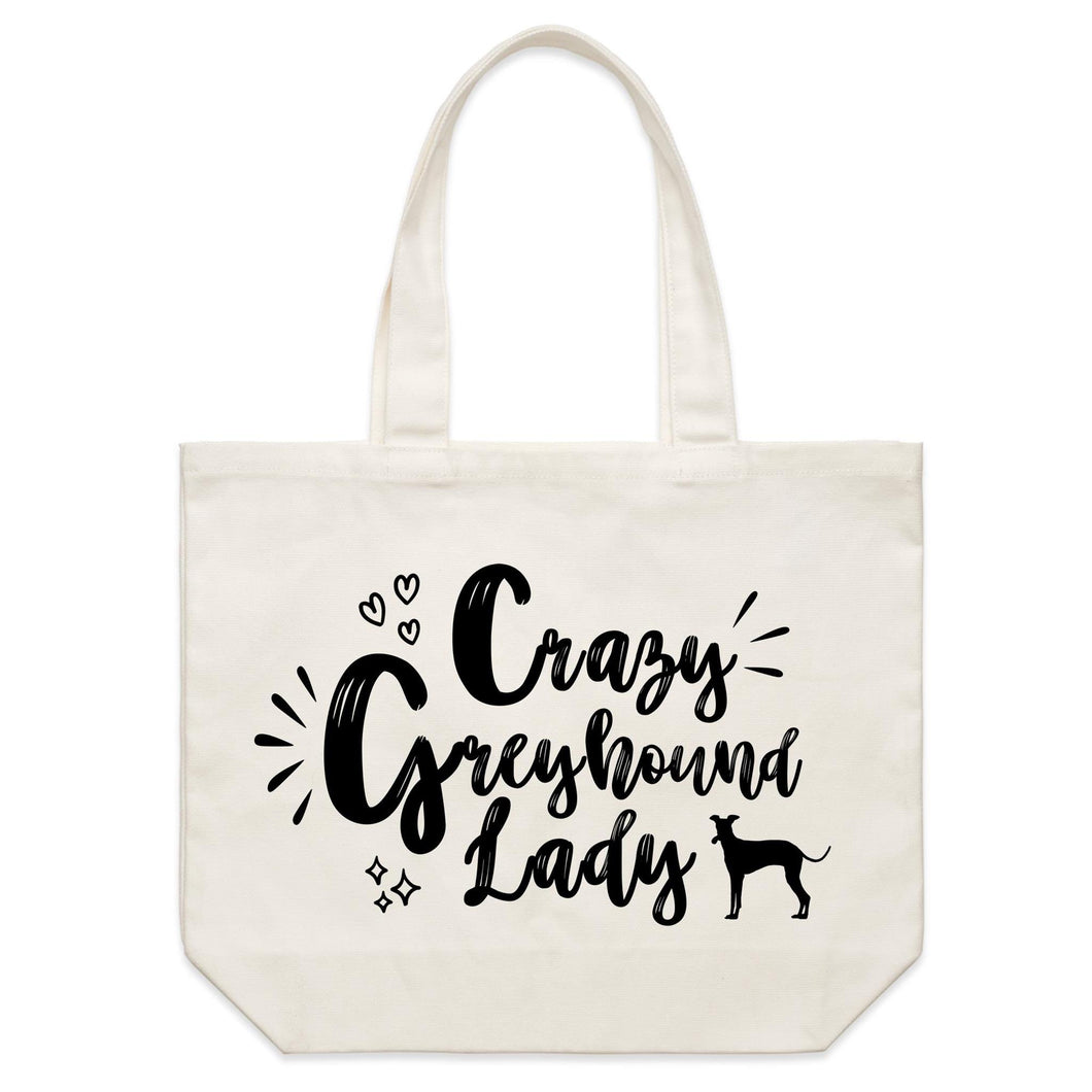 Crazy Greyhound Lady Graphic - Shoulder Canvas Tote Bag