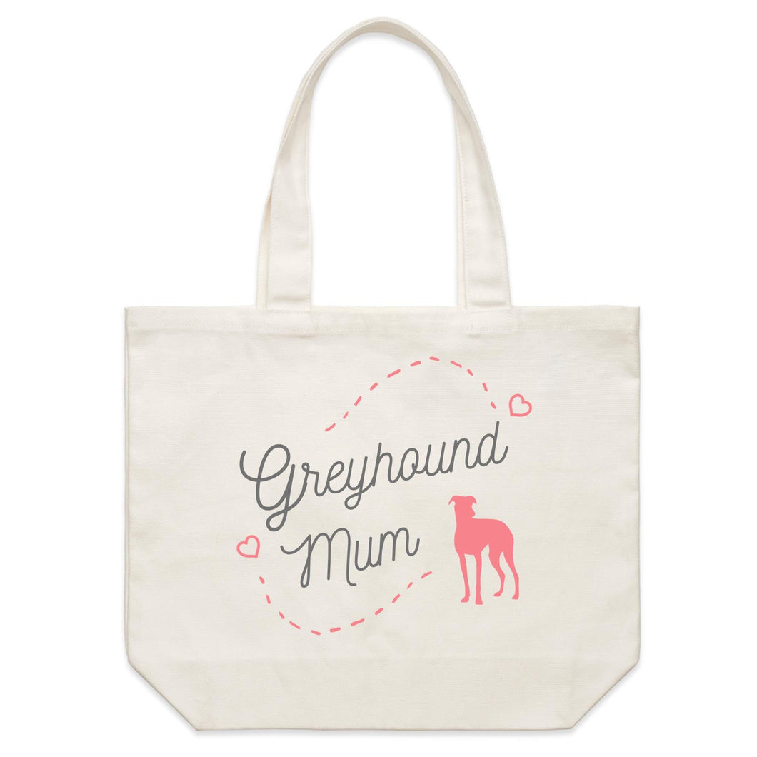 Greyhound Mum Pink Print - Shoulder Canvas Tote Bag