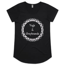 Load image into Gallery viewer, Yoga and Greyhounds - Women&#39;s Scoop Neck T-Shirt
