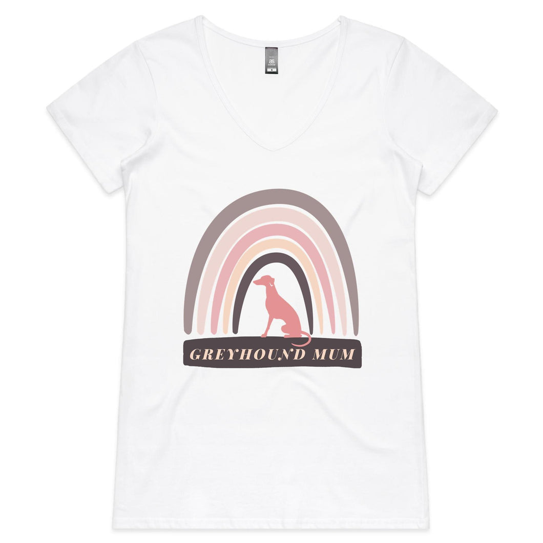 Rainbow Greyhound Mum - Women's V-Neck T-Shirt