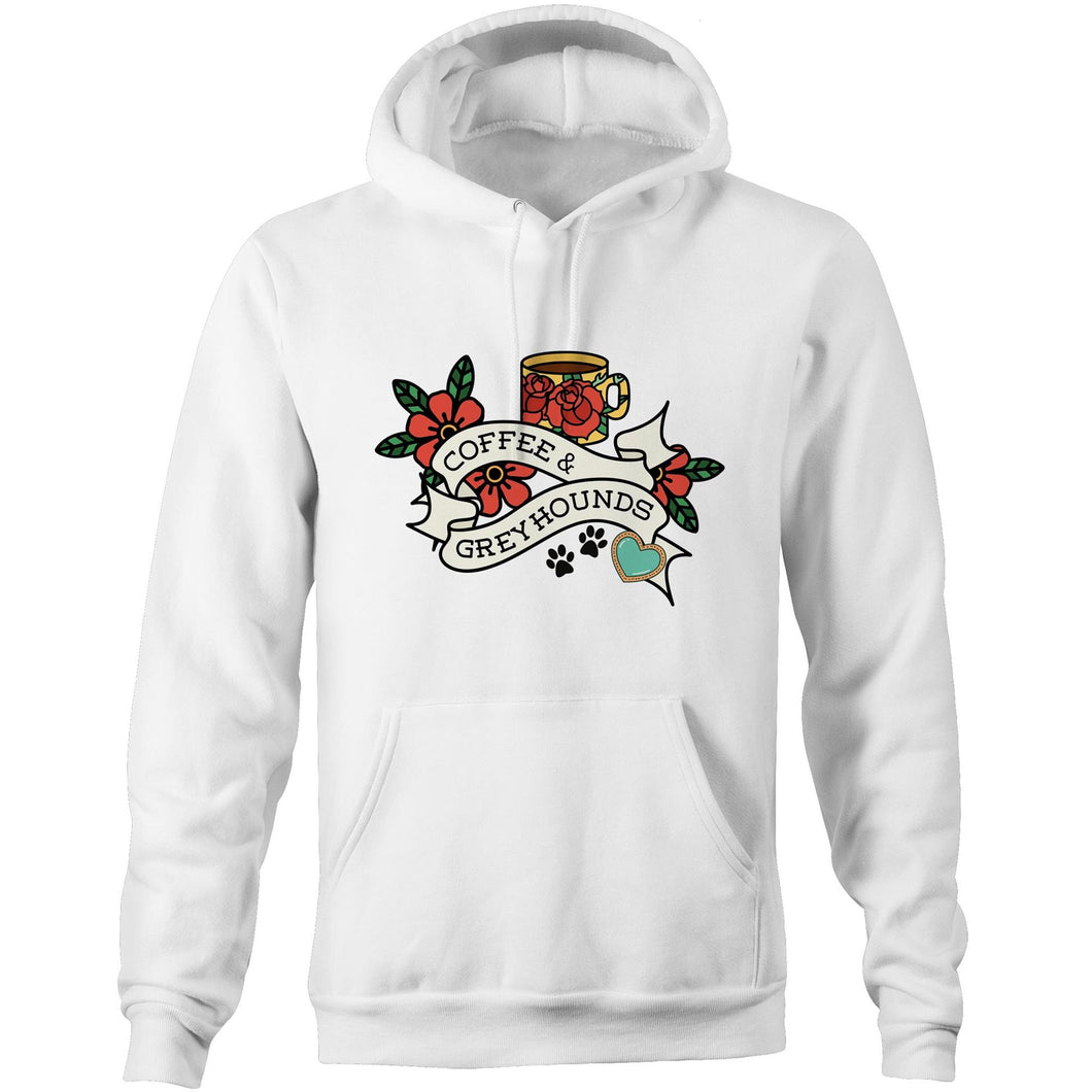 Coffee and Greyhounds Tattoo - Pocket Hoodie Sweatshirt