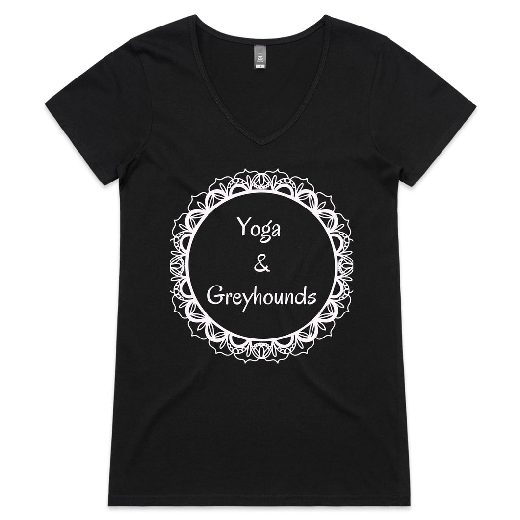 Yoga and Greyhounds - Women's V-Neck T-Shirt