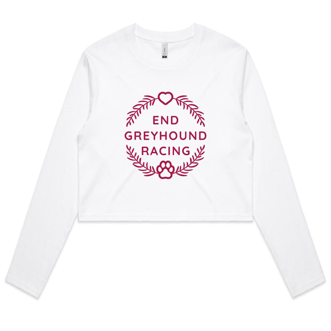 End Greyhound Racing Wreath - Women's Long Sleeve Crop T-Shirt