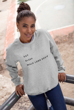 Load image into Gallery viewer, Eat Sleep Walk Long Dog - Crew Sweatshirt
