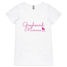 Load image into Gallery viewer, Greyhound Mumma Greyhound Silhouette - Women&#39;s V-Neck T-Shirt
