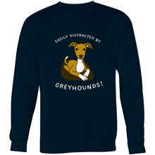 Load image into Gallery viewer, Easily Distracted By Greyhounds Graphic - Crew Sweatshirt
