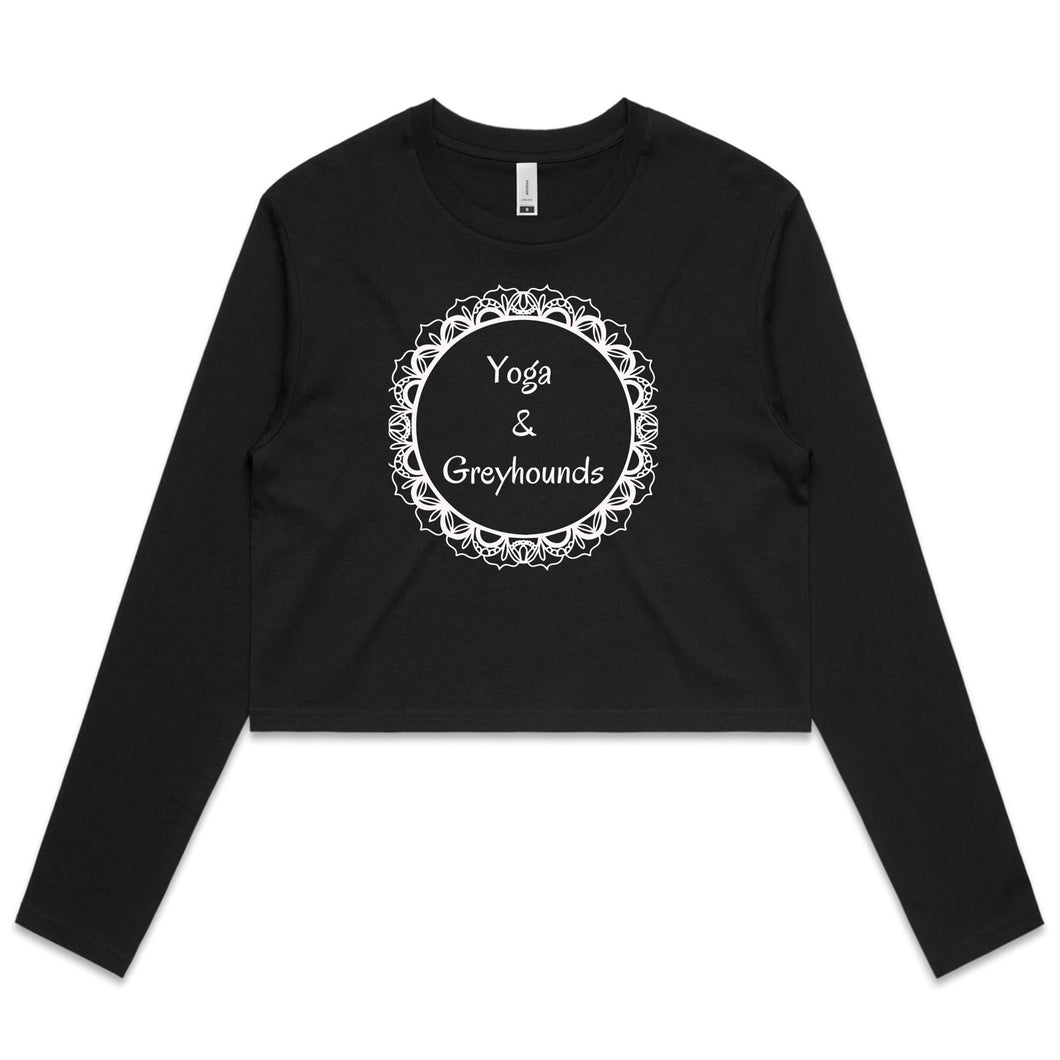 Yoga and Greyhounds - Women's Long Sleeve Crop T-Shirt