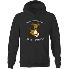 Load image into Gallery viewer, Easily Distracted by Greyhounds Graphic - Pocket Hoodie Sweatshirt
