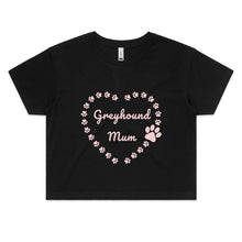 Load image into Gallery viewer, Greyhound Mum Heart Frame - Women&#39;s Crop T-Shirt
