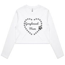 Load image into Gallery viewer, Greyhound Mum Heart Frame - Women&#39;s Long Sleeve Crop T-Shirt
