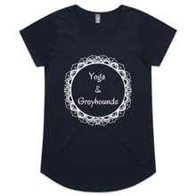 Load image into Gallery viewer, Yoga and Greyhounds - Women&#39;s Scoop Neck T-Shirt
