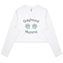 Load image into Gallery viewer, Greyhound Mumma - Women&#39;s Long Sleeve Crop T-Shirt
