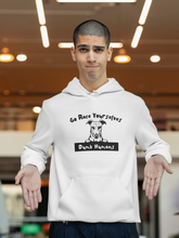 Load image into Gallery viewer, Go Race Yourselves Dumb Humans - Pocket Hoodie Sweatshirt
