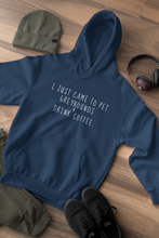 Load image into Gallery viewer, I Just Came Here to Pet Greyhounds &amp; Drink Coffee - Pocket Hoodie Sweatshirt
