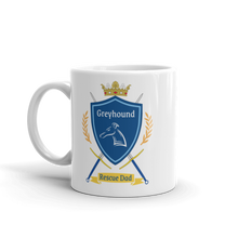 Load image into Gallery viewer, Greyhound Rescue Dad Coat of Arms - White Glossy Mug
