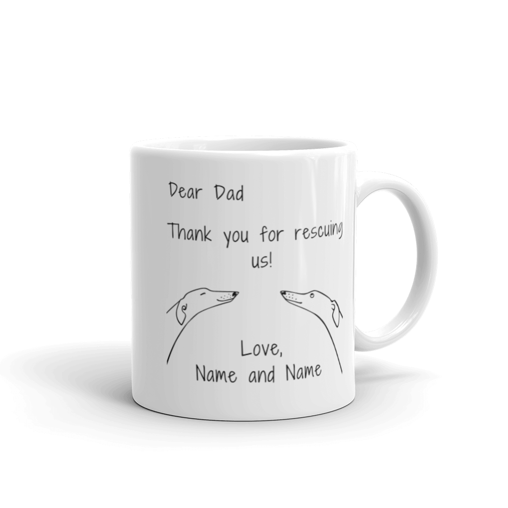 Dear Dad Thank You For Rescuing Us - Personalised White Glossy Mug