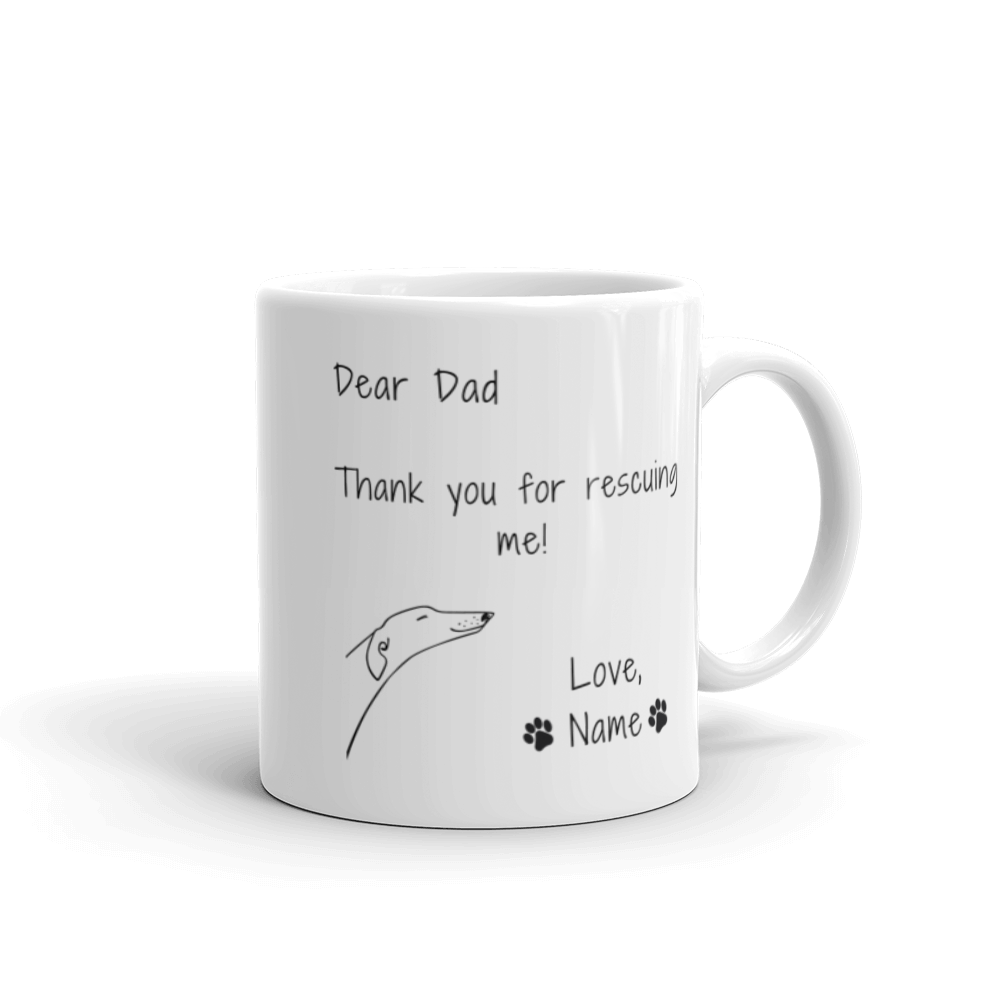 Dear Dad Thank You For Rescuing Me - Personalised White Glossy Mug