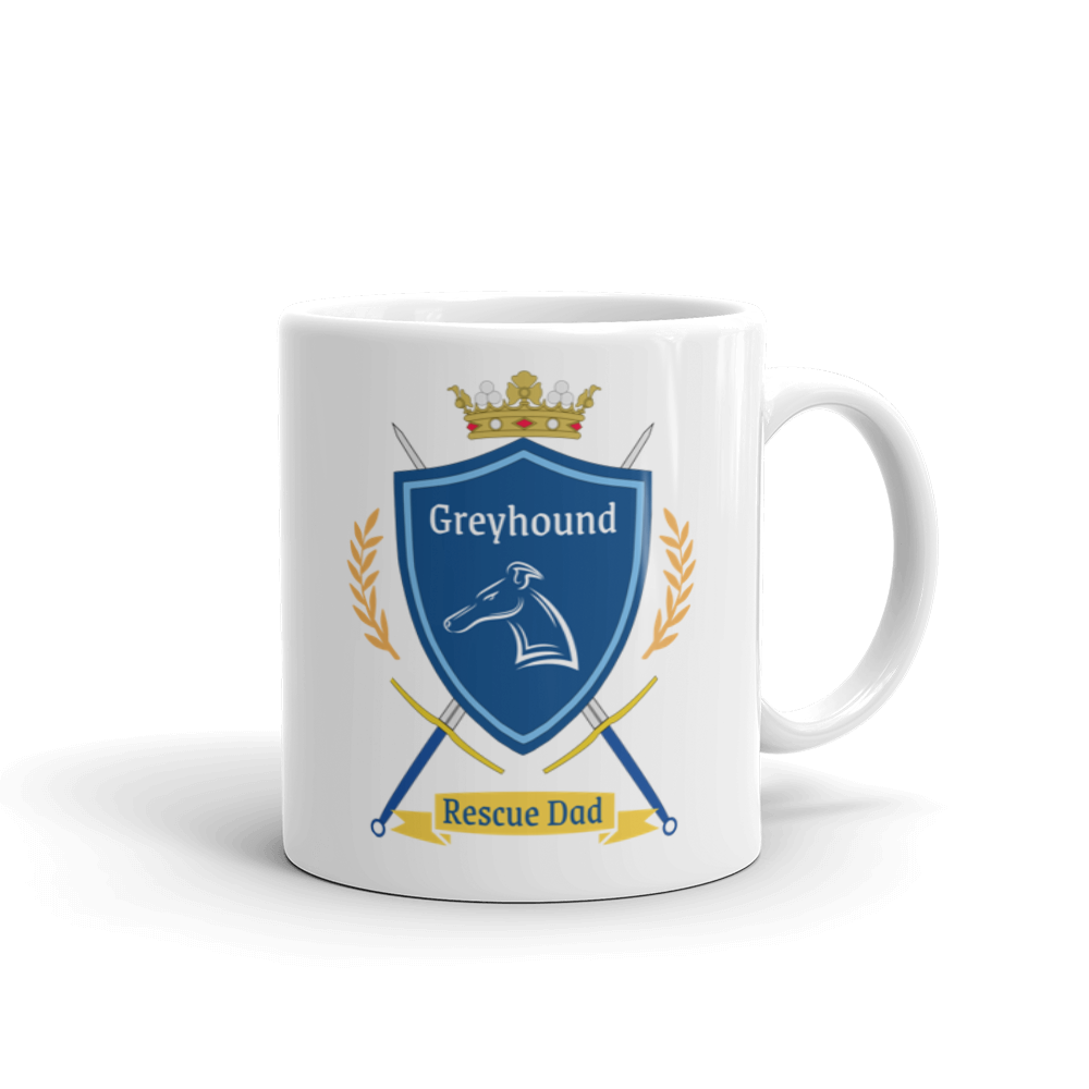 Greyhound Rescue Dad Coat of Arms - White Glossy Mug