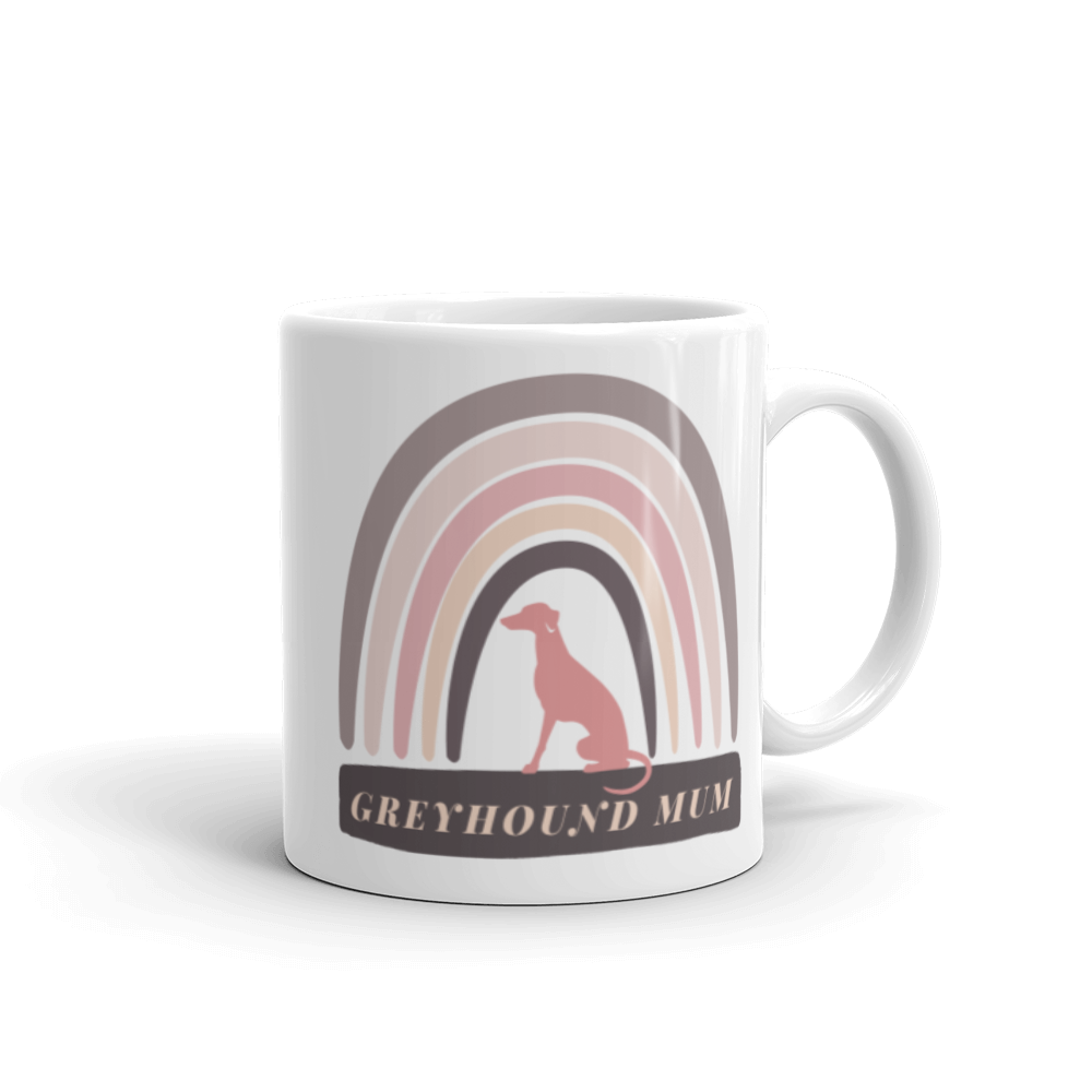 Rainbow Greyhound Mum - White Glossy Mug