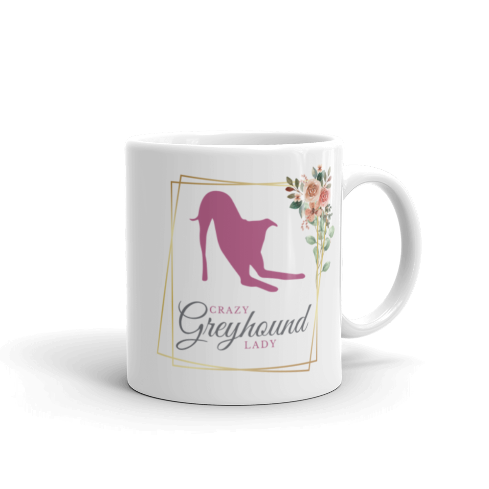 Crazy Greyhound Lady - White Glossy Mug