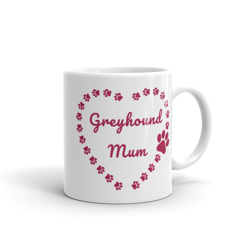 Greyhound Mum Heart Frame - White Glossy Mug