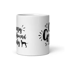 Load image into Gallery viewer, Crazy Greyhound Lady Graphic White Glossy Mug
