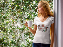 Load image into Gallery viewer, Coffee and Greyhounds Tattoo - Women&#39;s V-Neck T-Shirt
